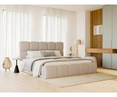 Bett mit Bettkasten - 180 x 200 cm - Stoff Leder-Optik - Beige - DAMADO von Pascal Morabito