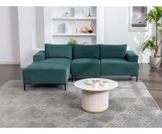 Ecksofa - Ecke links - Samt - Grün - MADALENI