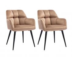 Stuhl 2er-Set - Samt & Metall - Beige - PEGA von Pascal MORABITO