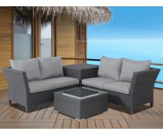 Garten Ecksitzgruppe Polyrattan TERESINA: Sofa, Beistelltisch & Couchtisch