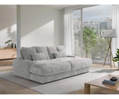Sofa 3-Sitzer - tiefe Komfortsitzfläche - grob gerippter Cord - Grau - CALAZO von Pascal Morabito