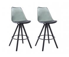 Barhocker 2er-Set LOVA - Polycarbonat - Schwarz Transparent