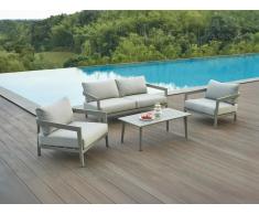 Garten-Sitzgruppe: Sofa 2-Sitzer, 2 Sessel & Tisch - Aluminium - Taupe - MILLANA von MYLIA