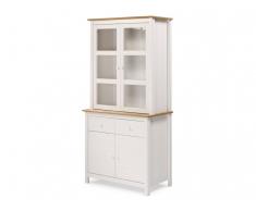 Vitrinenschrank NEWPORT 4 Türen & 2 Schubladen - Weiß & Eiche