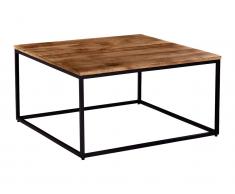 Quadratischer Couchtisch - lackiertes Mangoholz & schwarzes Metall - HARLEM