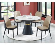 Stuhl 6er-Set - Kunstleder & Metall - Beige & Anthrazit - MILDURA