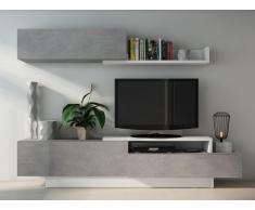 TV-Wand mit Stauraum MONTY - Weiß/Beton-Optik