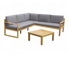 Garten Sitzgruppe Holz CAPELLI: Ecksofa + Couchtisch