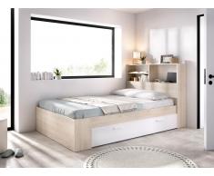 Bett mit Stauraum - 120 x 190 cm - Holzfarben & Weiß - VARDIEL