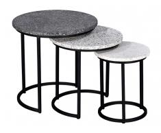 Couchtisch 3er-Set TOSCANE - Holz & Metall - Terrazzo-Optik
