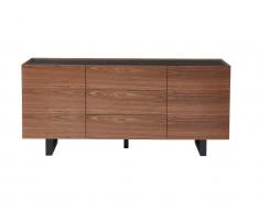 Sideboard AZIMA - 2 Türen & 3 Schubladen - Holz, Keramik & Metall - Nussbaumfarben