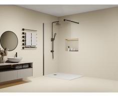 Duschtrennwand Seitenwand italienische Dusche - Anti-Kalk-Glas 8 mm - 120 x 200 cm - Schwarz matt - DAREN