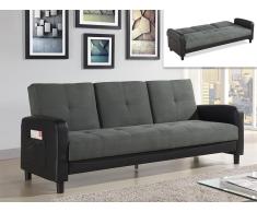 Schlafsofa Klappsofa Microfaser DAILLY - Schwarz & Anthrazit