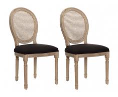Stuhl 2er-Set 6 Stoff & Kautschukholz - Schwarz - MARIE-ANTOINETTE