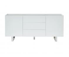 Sideboard AZIMA - 2 Türen & 3 Schubladen - Holz, Keramik & Metall - Weiß