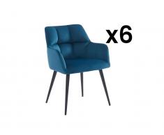 Stuhl 6er-Set - Samt & Metall - Blau - PEGA von Pascal MORABITO