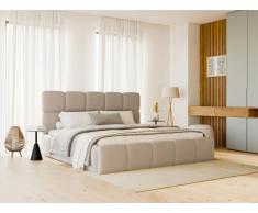 Bett mit Bettkasten - 160 x 200 cm - Melierter Stoff - Beige - DAMADO von Pascal Morabito
