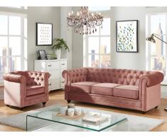 Couchgarnitur 3+1 Samt Chesterfield ANNA - Rosa