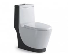 Stand-WC Keramik Spülkasten & Soft Close Automatik Thuan - Schwarz & Weiß