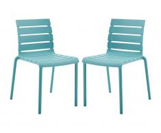 Gartenstuhl stapelbar 2er-Set - Polypropylen - Himmelblau - PANDJI von MYLIA