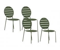 Gartenstuhl stapelbar 4er-Set - Metall - Kaki - MONTEFARO von MYLIA