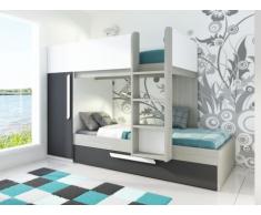 Etagenbett Ausziehbett ANTONIO - 3x90x190cm - Anthrazit