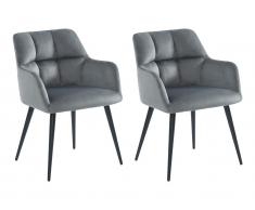 Stuhl 2er-Set - Samt & Metall - Grau - PEGA von Pascal MORABITO