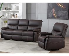 Couchgarnitur Relax 3+1 - Kunstleder - Braun - CANBY