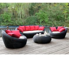Garten Sitzgruppe Polyrattan WHITEHEAVEN: Sofa, 2 Sessel + Couchtisch - Anthrazit
