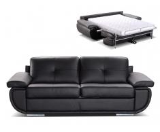 Schlafsofa mit Matratze 3-Sitzer Leder ORGULLOSA II - Standardleder - Schwarz