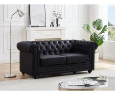 Sofa 2-Sitzer - Kunstleder - Schwarz - CHESTERFIELD