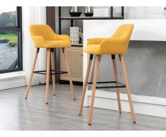 Barhocker 2er-Set - Stoff & Buche - Gelb - ELEANA