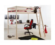 Hochbett Massivholz mit Schreibtisch GEDEON + Lattenrost - 140x190cm