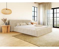 Bett mit Bettkasten - 180 x 200 cm - Grob gerippter Cord - Beige - TIMANO von Pascal Morabito