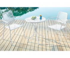 Garten Essgruppe Metall NAJAC - Esstisch & 2 Sessel - Weiß