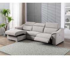 Ecksofa mit elektrischer Relaxfunktion PEDRERA - Stoff - Hellgrau - Ecke links