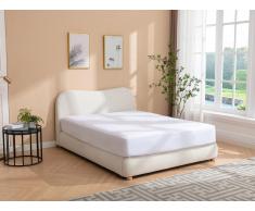 Bett mit Bettkasten - 140 x 190 cm - Bouclé-Stoff - Weiß - VANARI