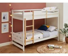 Etagenbett MAXIMILIEN II - 2 x 90 x 190 cm - Kiefernholz - Weiß & Eiche