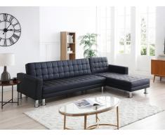 Ecksofa mit Schlaffunktion - Ecke wechselbar - Kunstleder - Schwarz - WILLIS II