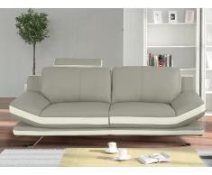 3-Sitzer Sofa Leder LATIKA - Grau/Elfenbein