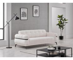 Sofa 3-Sitzer - Strukturstoff - Elfenbeinweiß - BELDOJA