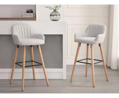 Barhocker - Stoff &Buchenholz - Cremefarben - ELEANA
