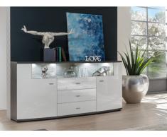 Sideboard mit LED-Beleuchtung SALY - 3 Schubladen & 2 Türen - Weiß