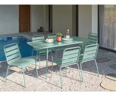 Garten Essgruppe MIRMANDE - Tisch L. 160 cm & 6 Stühle - Grün