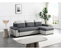 Ecksofa mit Schlaffunktion - Ecke wechselbar - Stoff - Anthrazit & Hellgrau - GABY II