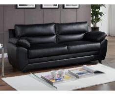 Sofa 3-Sitzer - Kunstleder - Schwarz - MANOA