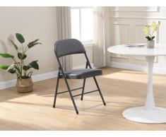 Klappstuhl 6er-Set - Samt & Metall - Grau - ORTENSIA