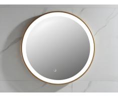 Badezimmerspiegel rund mit LED-Beleuchtung - 60 x 60 cm - Goldfarben - NUMEA
