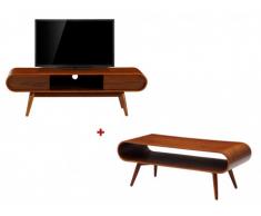 Sparset VILDA: Couchtisch + TV-Möbel - Nussbaumfarben