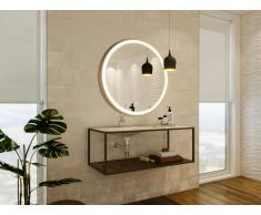 Badezimmerspiegel rund mit LED-Beleuchtung - D 80 cm - Goldfarben - NUMEA
